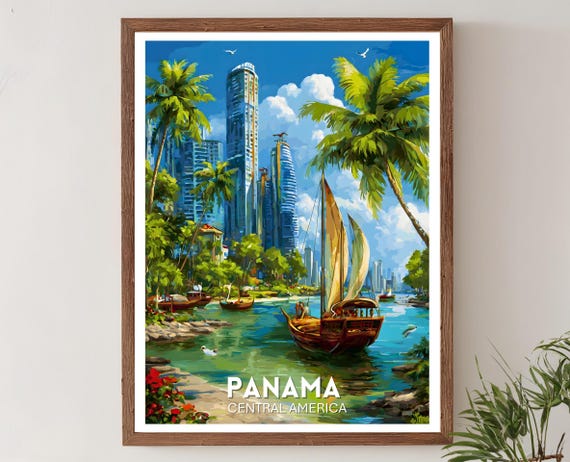Panama Travel Print Central America Poster City Wall Art Old Town Artwork