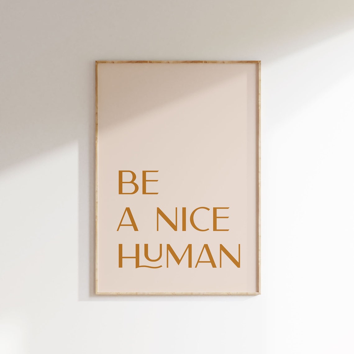 Elegant Be A Nice Human Quote Blush Pink Gold Motivational Poster