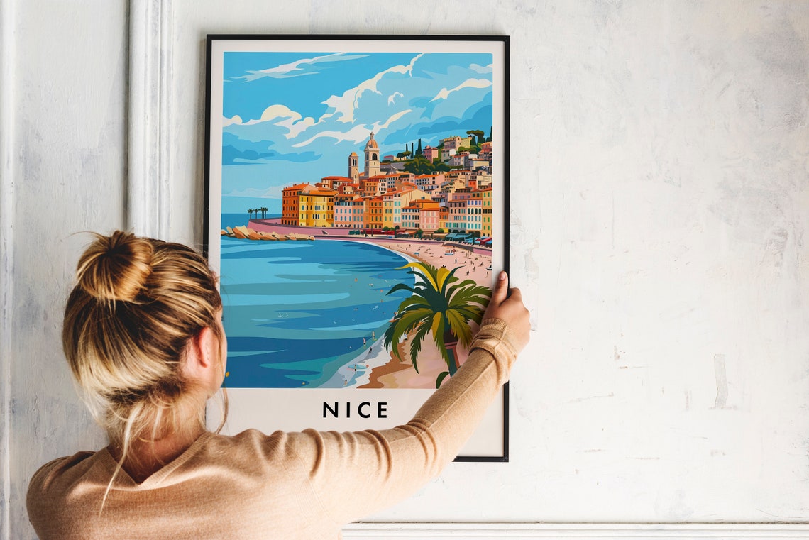 Nice France Riviera Beach Vintage Travel Artwork Scene Poster - Image 2