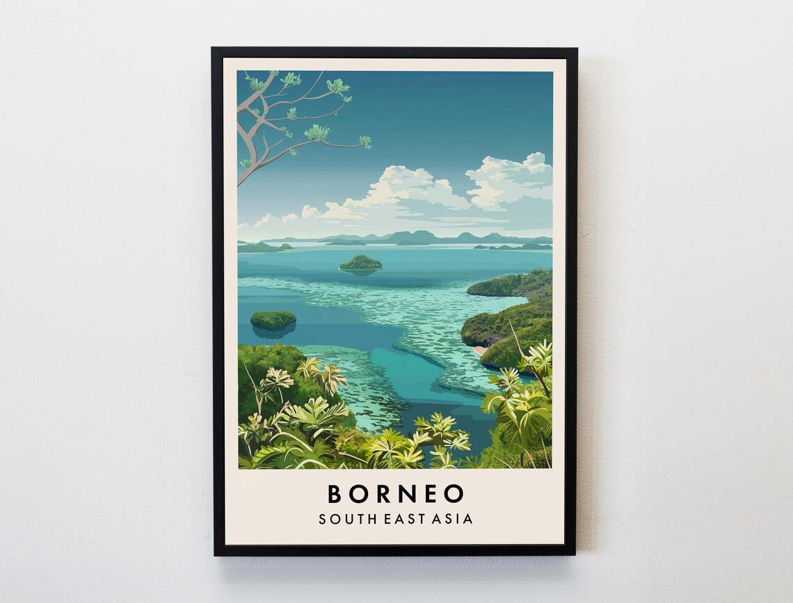 Borneo South East Asia Tropical Islands Turquoise Lagoon Poster
