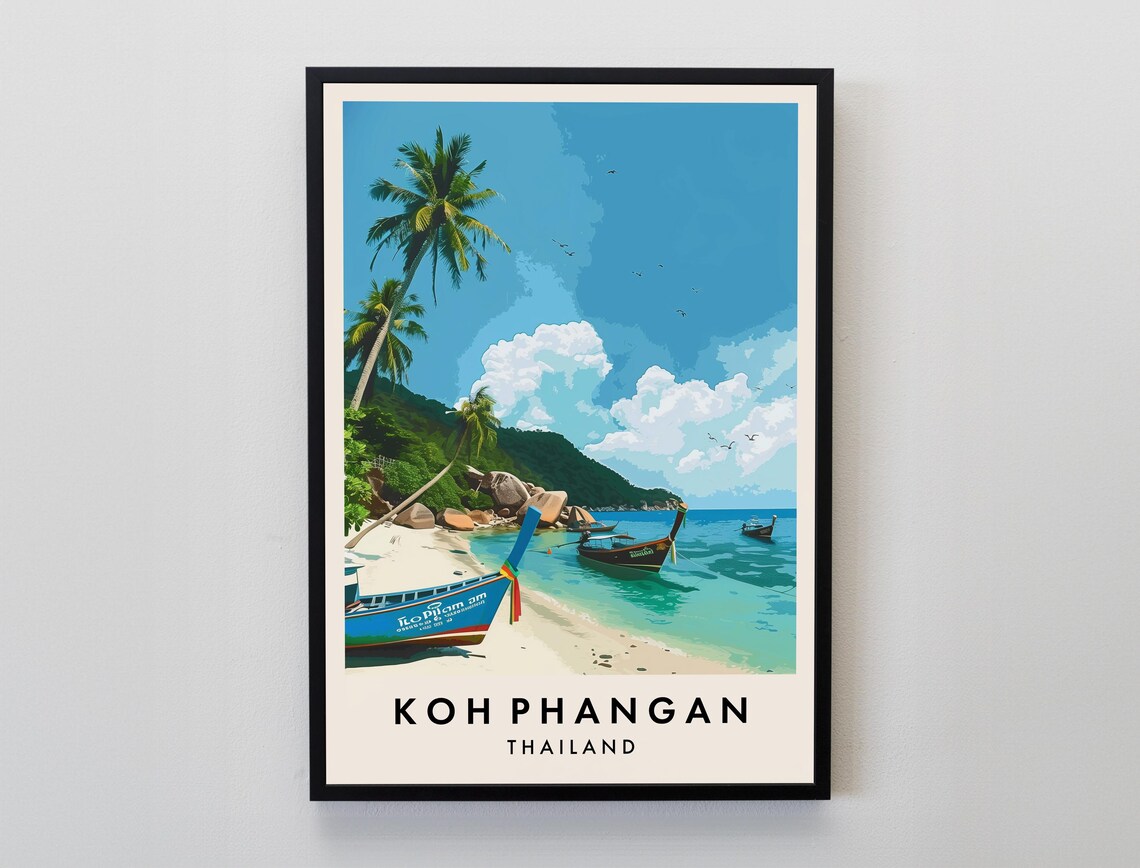 Koh Phangan Travel Poster, Thailand Wall Art