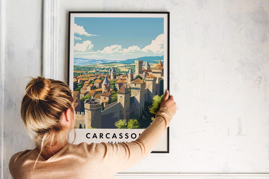 Carcassonne Travel Print Wall Art Carcassonne Poster France Travel Print Travel Lovers Home Decor Wall Art City Travel Poster Gifts Print - Image 2