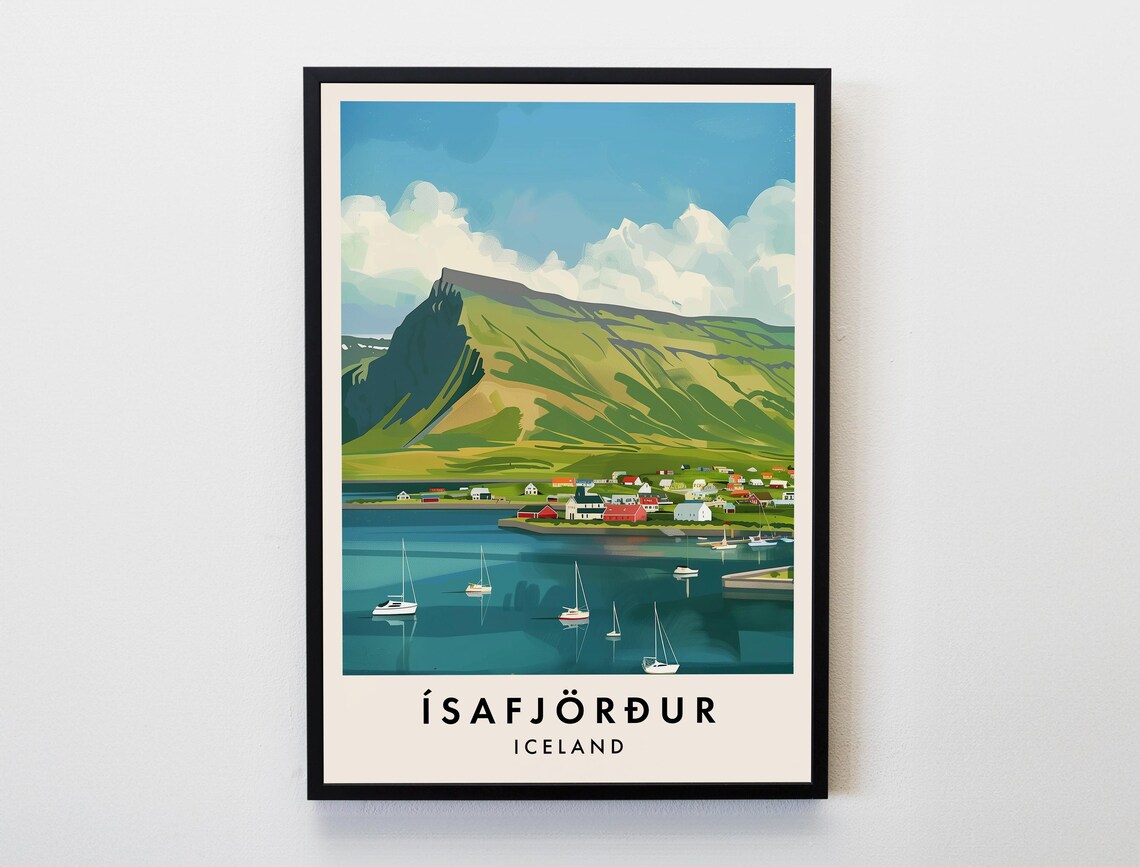 Safjrur Iceland Travel Poster, Europe City Print