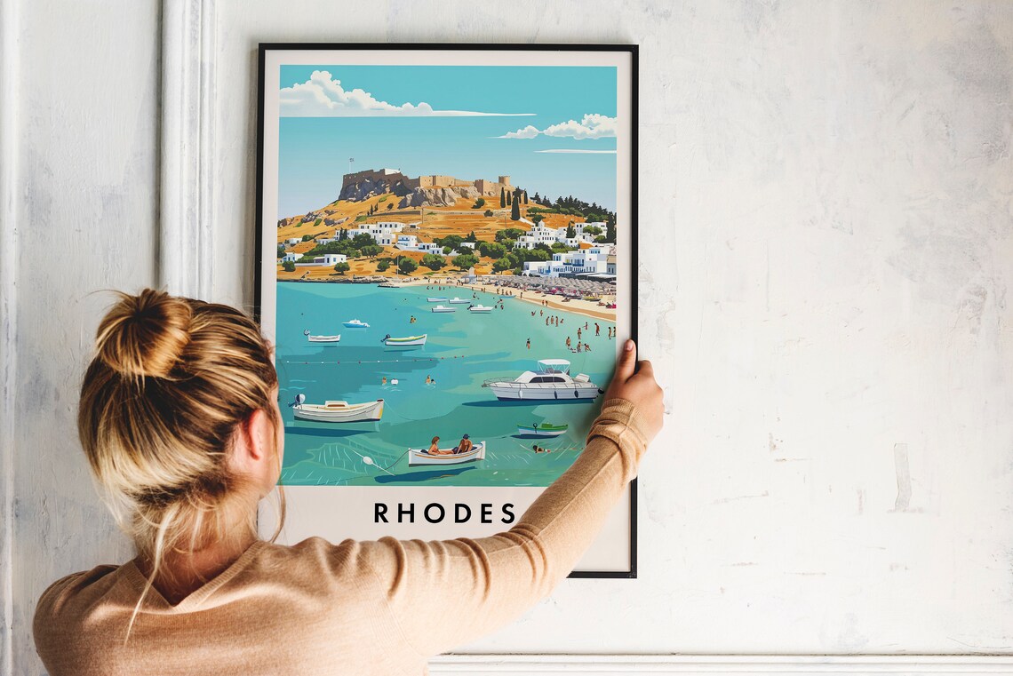 Rhodes Travel Poster, Greece Travel Art - Image 2