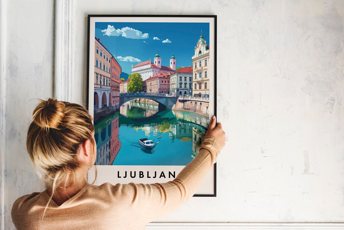 Ljubljana Travel Poster, Europe City Art - Image 2
