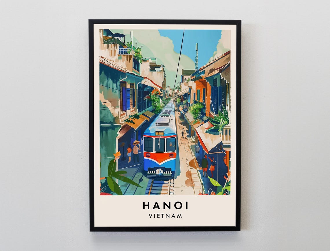 Hanoi Travel Print Wall Art Hanoi Hanoi Print Hanoi Poster Vietnam Gift Art Vietnam Travel Art Vietnam Gift