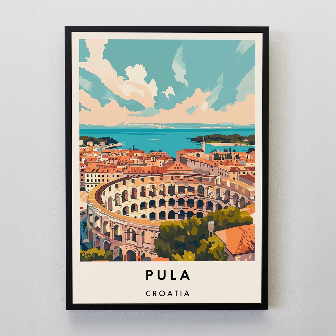 Pula Travel Poster, Croatia Travel Art