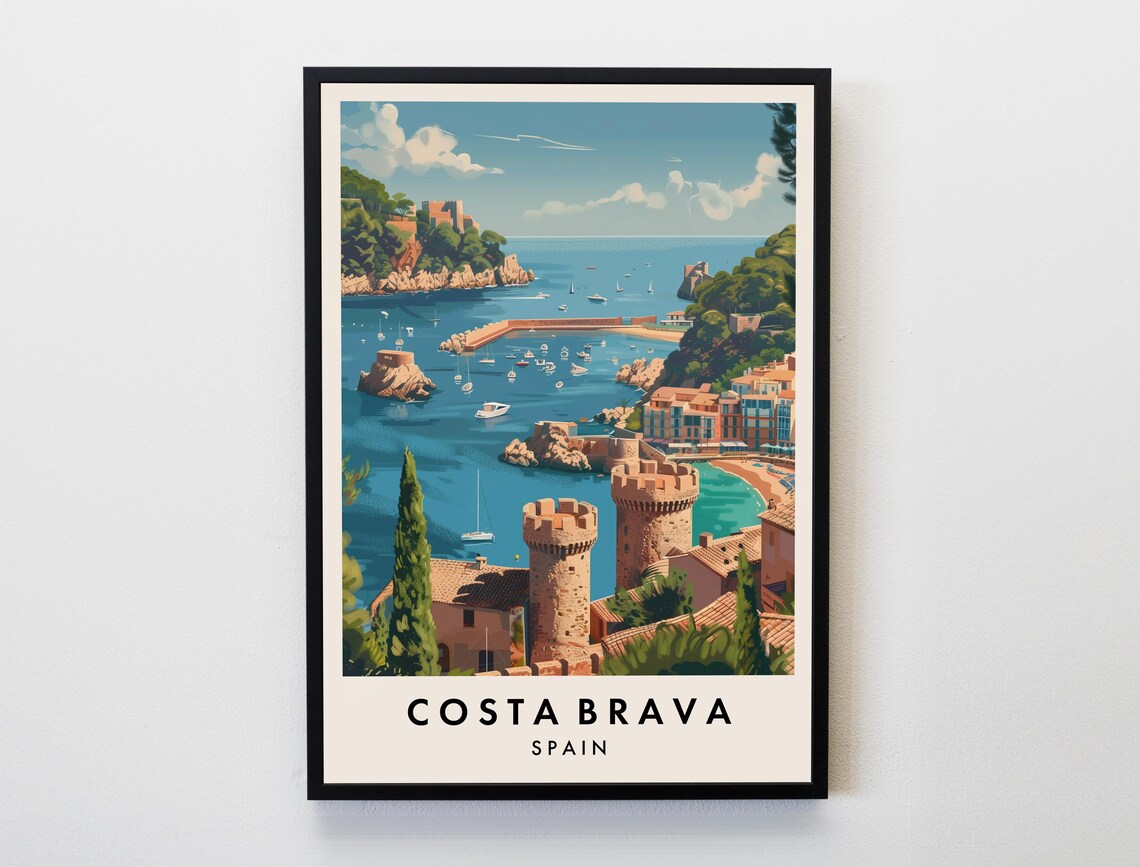 Costa Brava Travel Poster, Spain Vacation Art Print