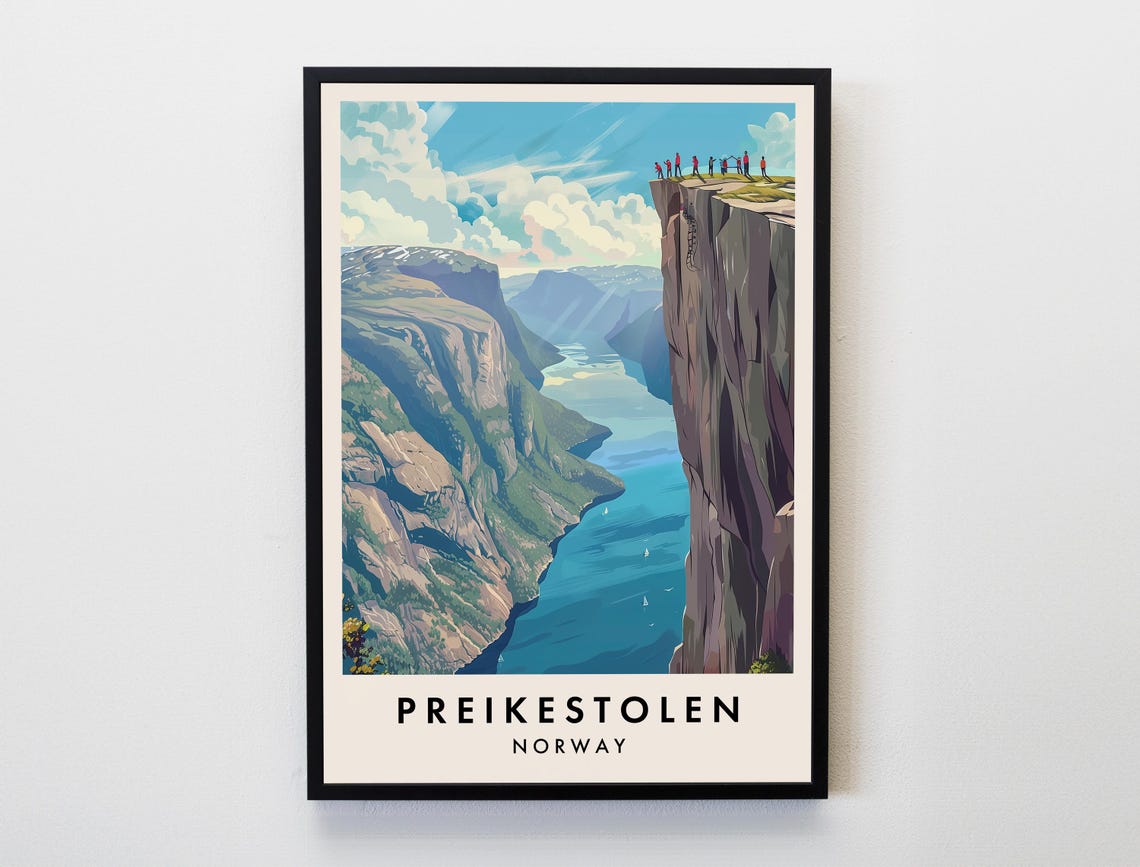 Preikestolen Pulpit Rock Norway Fjord Cliff View Travel Poster