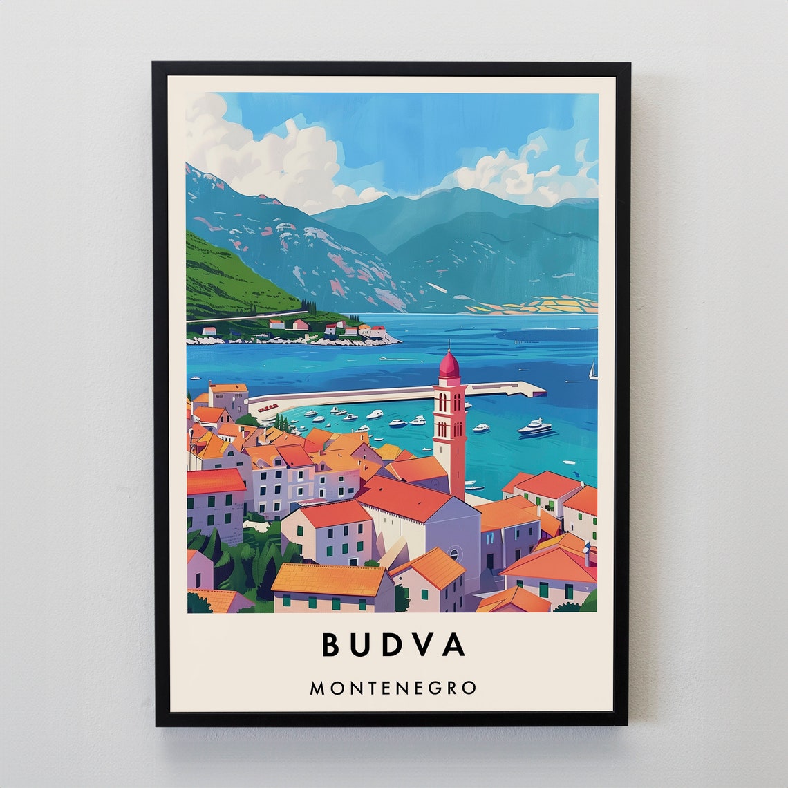 Budva Old Town Harbor Bay Montenegro Adriatic Coast Travel Poster