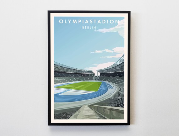 Olympiastadion Berlin Historic Stadium Running Track Football Poster