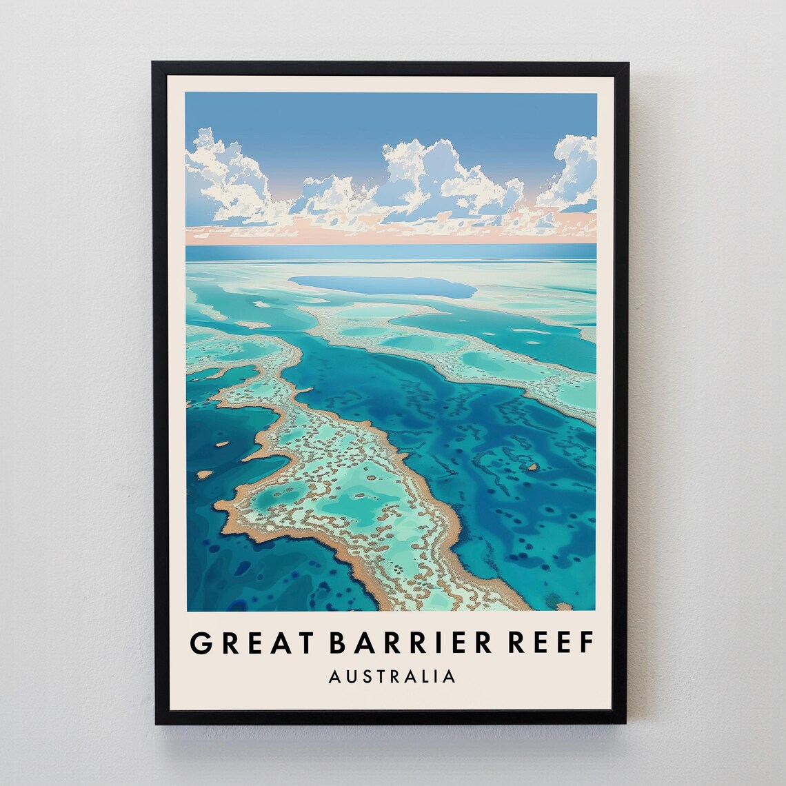 Great Barrier Reef Travel Poster, Australia Print