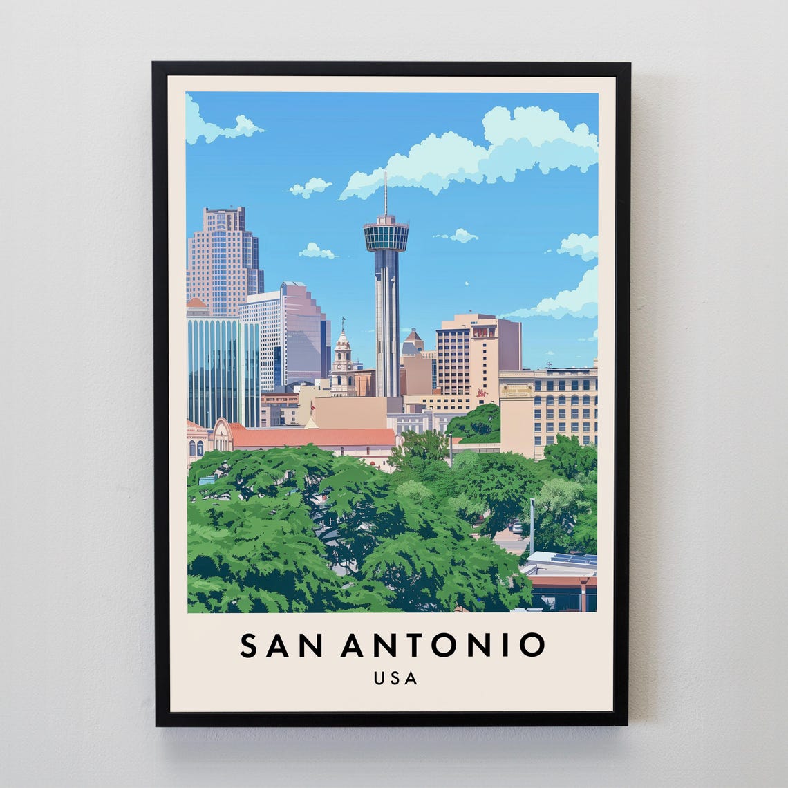 San Antonio Travel Print Wall Art San Antonio San Antonio Print San Antonio Poster Usa Gift Art Usa Travel Print Usa Poster