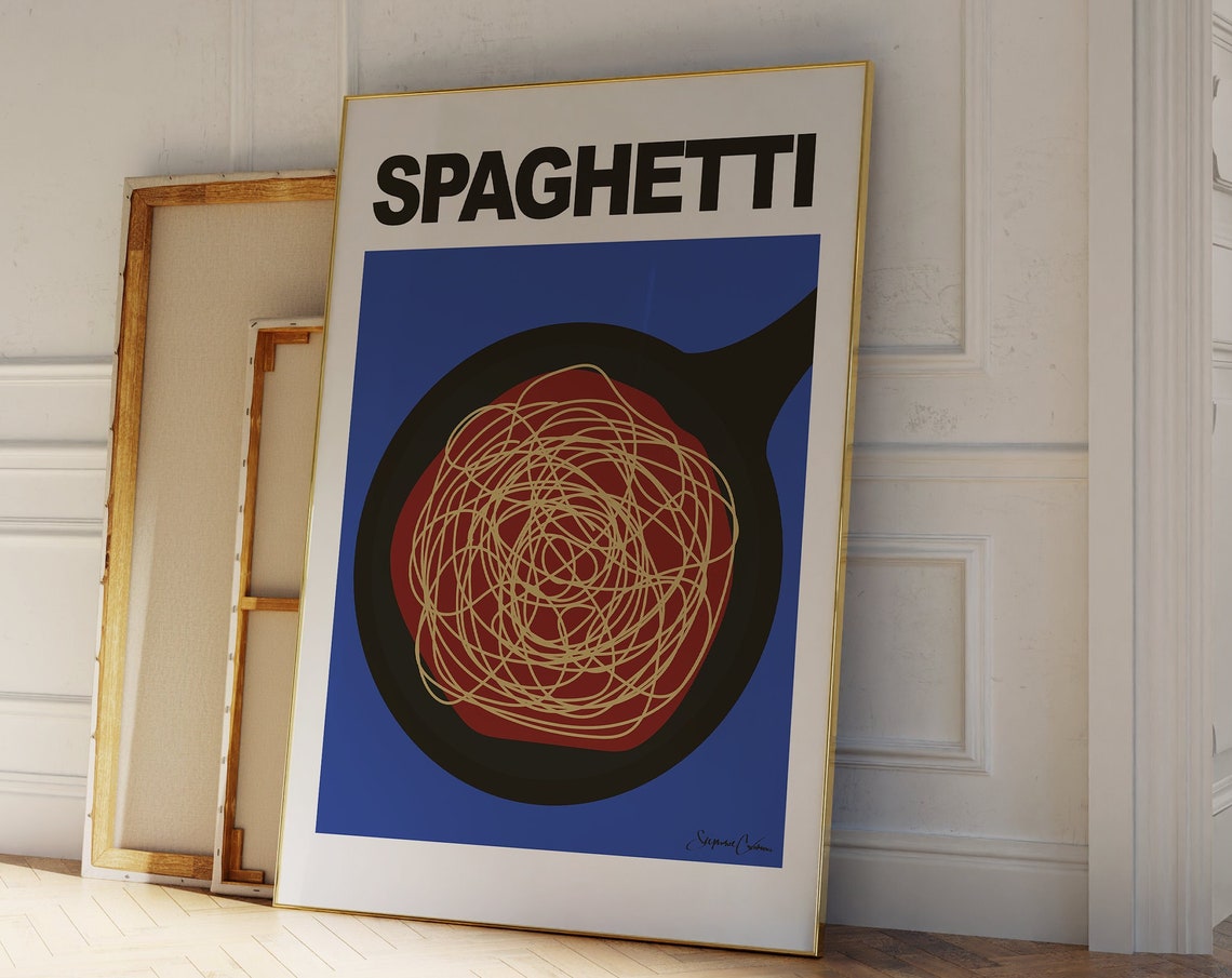 Spaghetti Bold Retro Italian Kitchen Pasta Dinner Food Poster