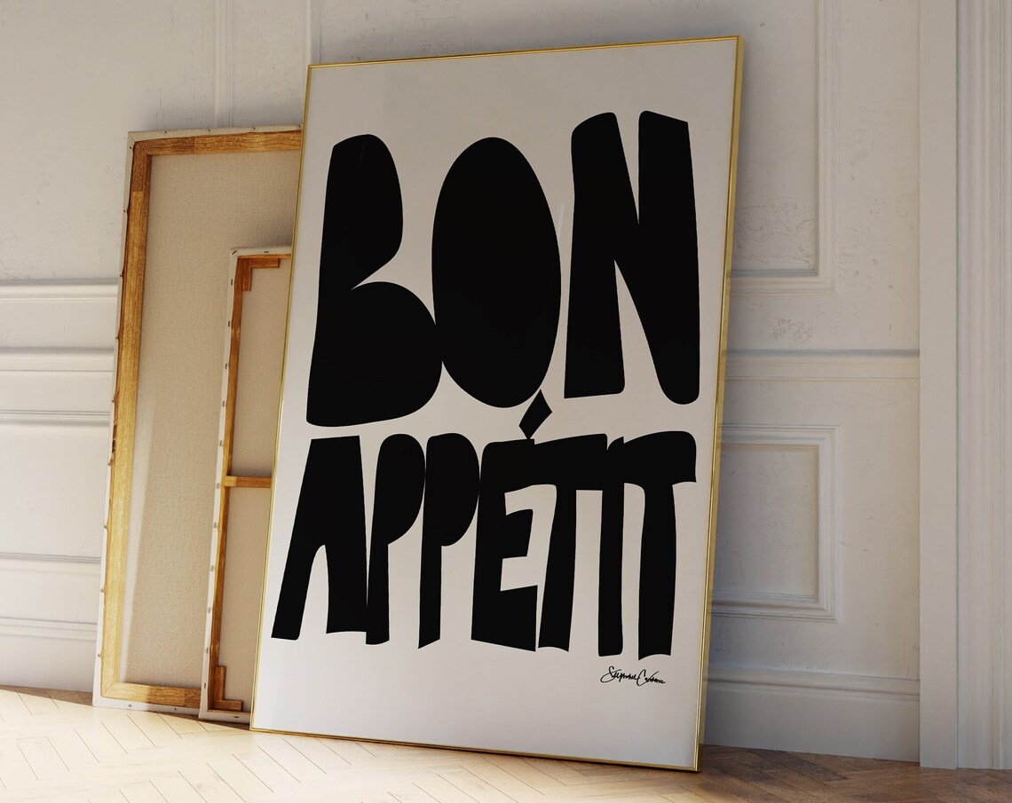 Bon Appetit Mid-Century Kitchen Quote Art Print