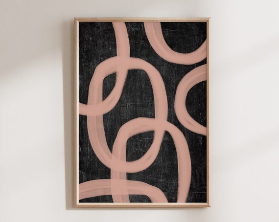 Mid Century Modern Wall Art Geometric Print Abstract Art Print Abstract Shapes Black Pink Modern Home Decor Prints