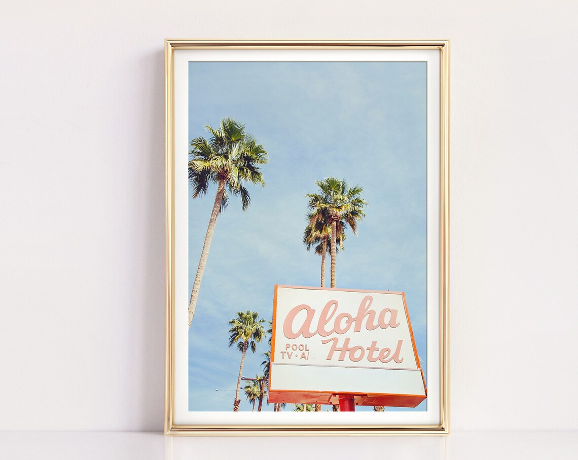 Palm Springs Retro Hotel Sign, Mid-Century Poster