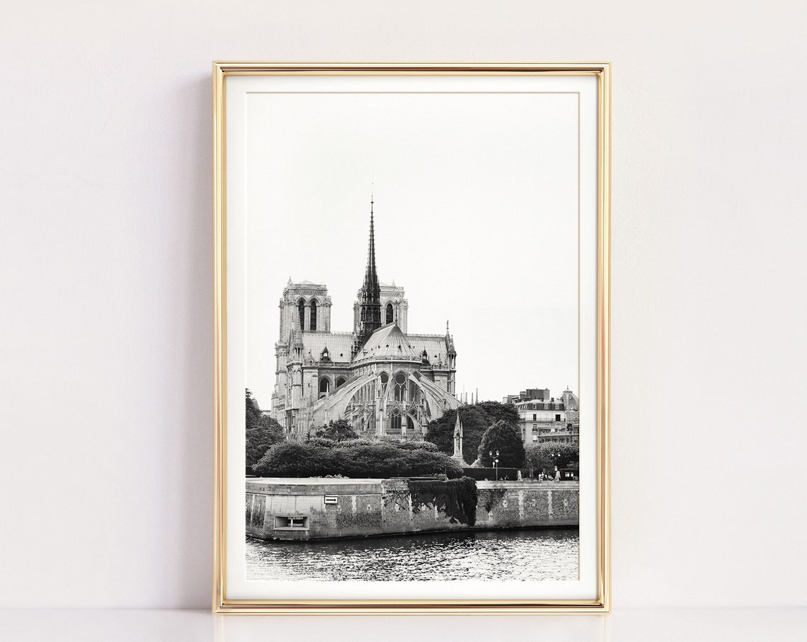 Notre Dame Cathedral Paris Black And White Architecture Poster
