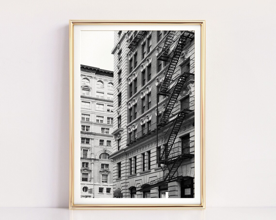 New York City Black And White Fire Escapes Travel Poster