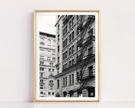 New York City Black And White Fire Escapes Travel Poster