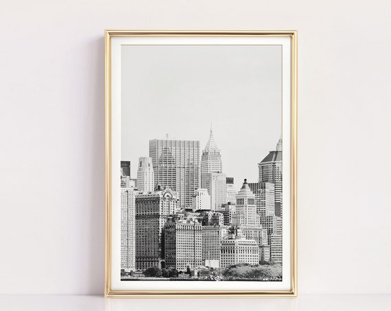 New York City Black and White Skyline Art Print