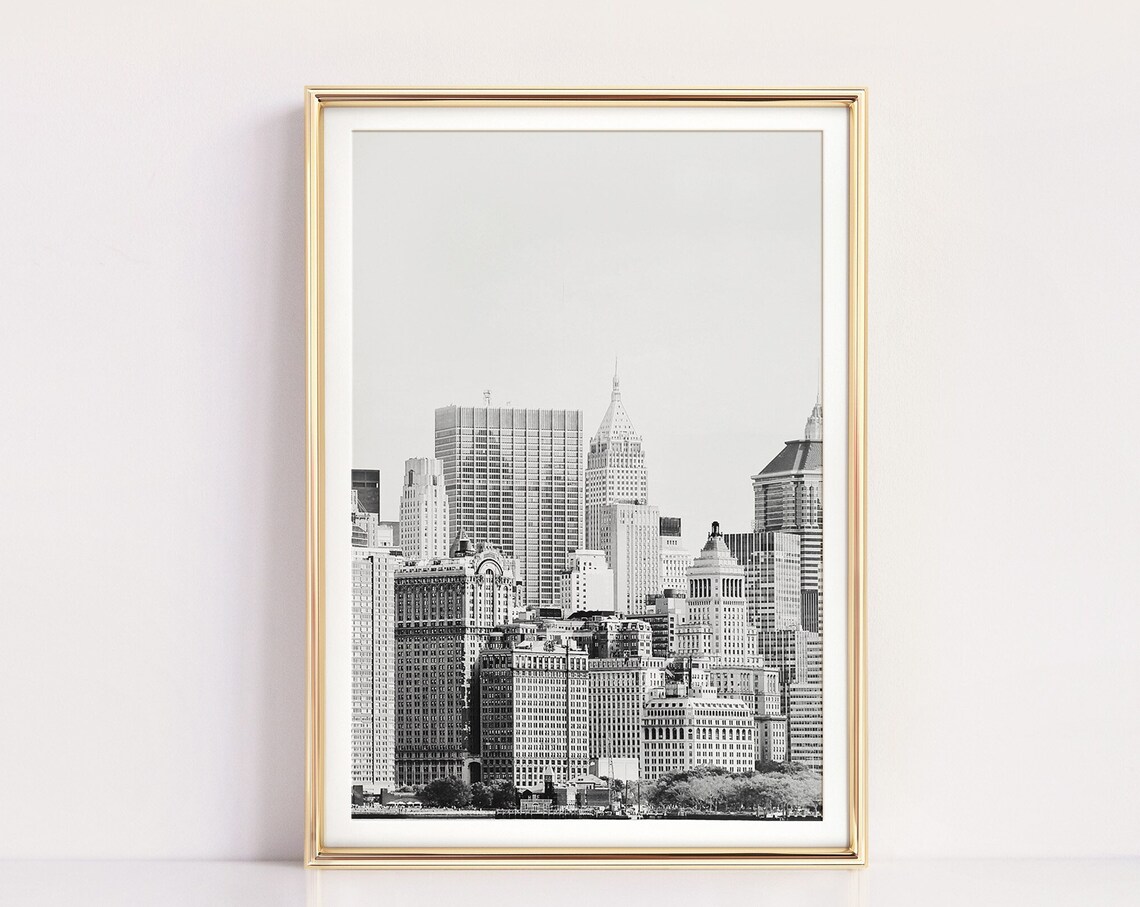 New York City Black and White Skyline Art Print