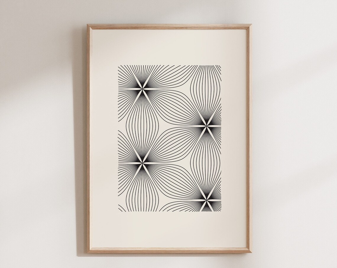 Geometric Abstract Floral Mid-Century Art Print