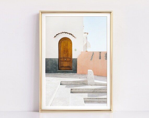 Santorini Travel Poster, Mediterranean Wall Art