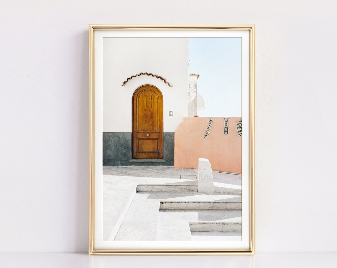 Santorini Travel Poster, Mediterranean Wall Art