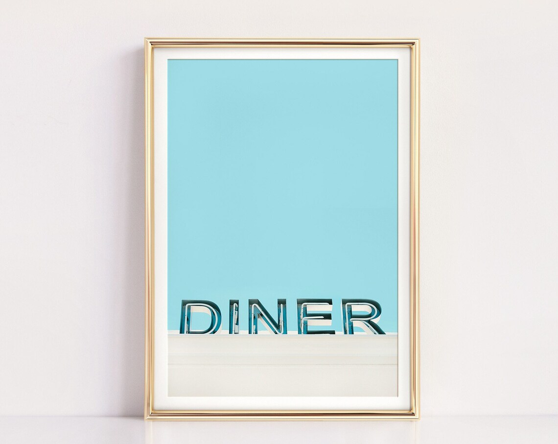 Vintage Diner Sign, Retro Mid-Century Kitchen Art Print