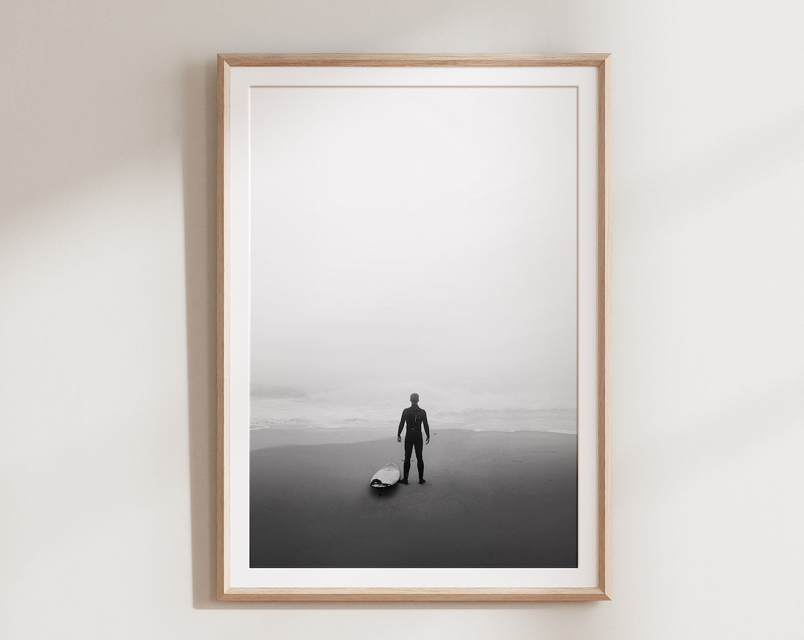 Surfing Art Print, Black and White Surf Poster