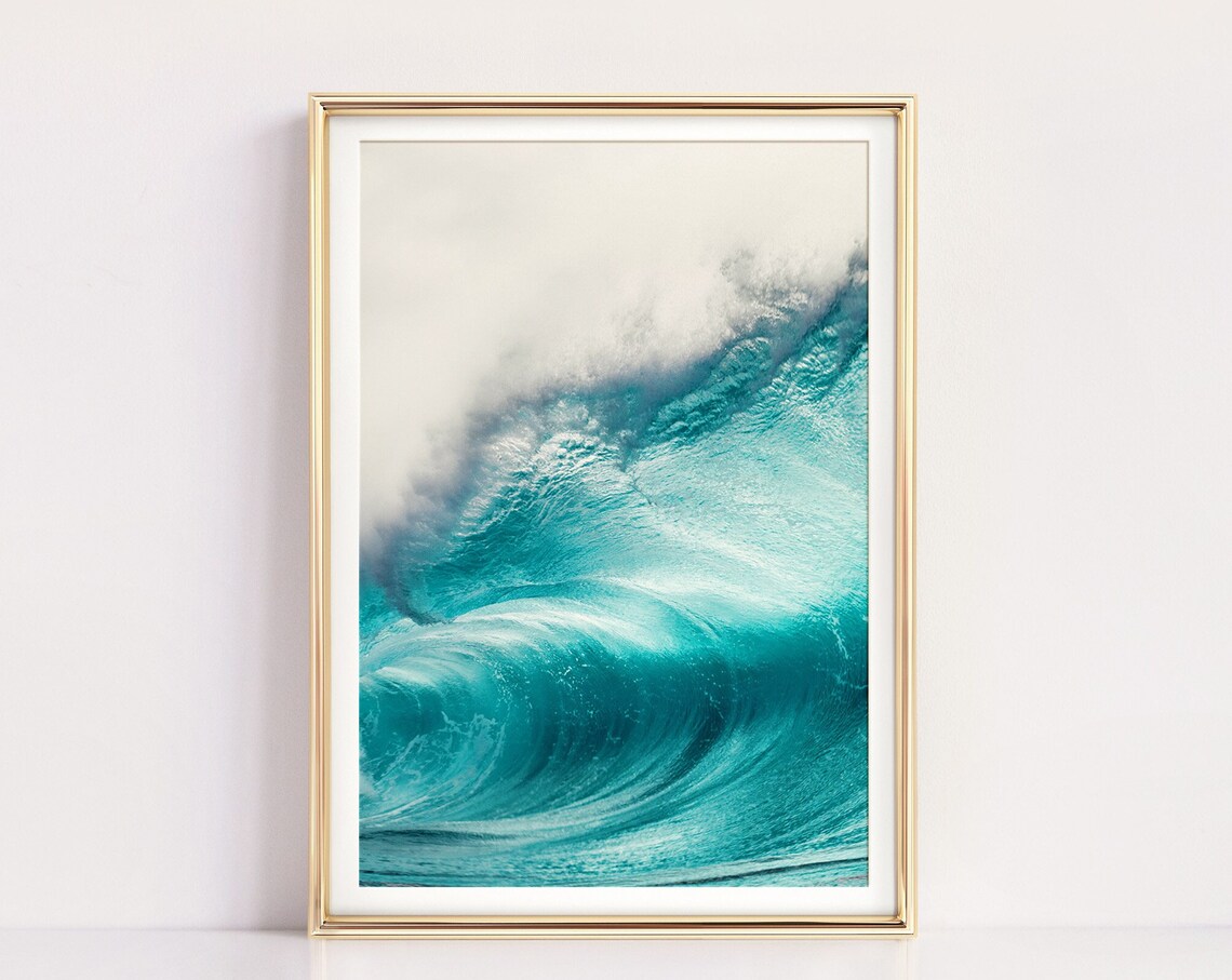 Surf Ocean Wave Abstract Blue Beach Art Print