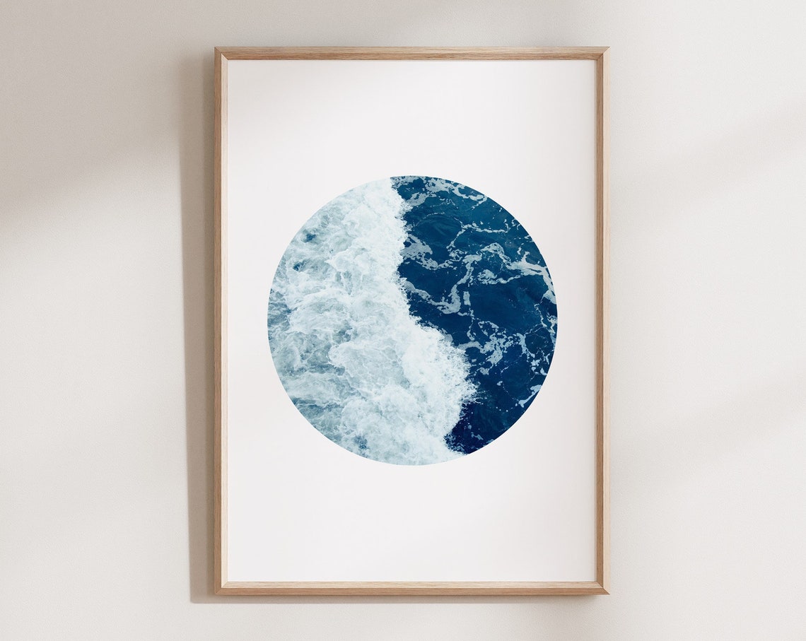Minimalist Ocean Print Geometric Wall Art Art Circle Print Minimalist Decor Abstract Waves Wall Decor