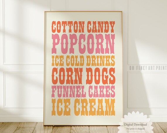 Western Kitchen Wall Art State Fair Food Typography Print Cowgirl Aesthetic Decor