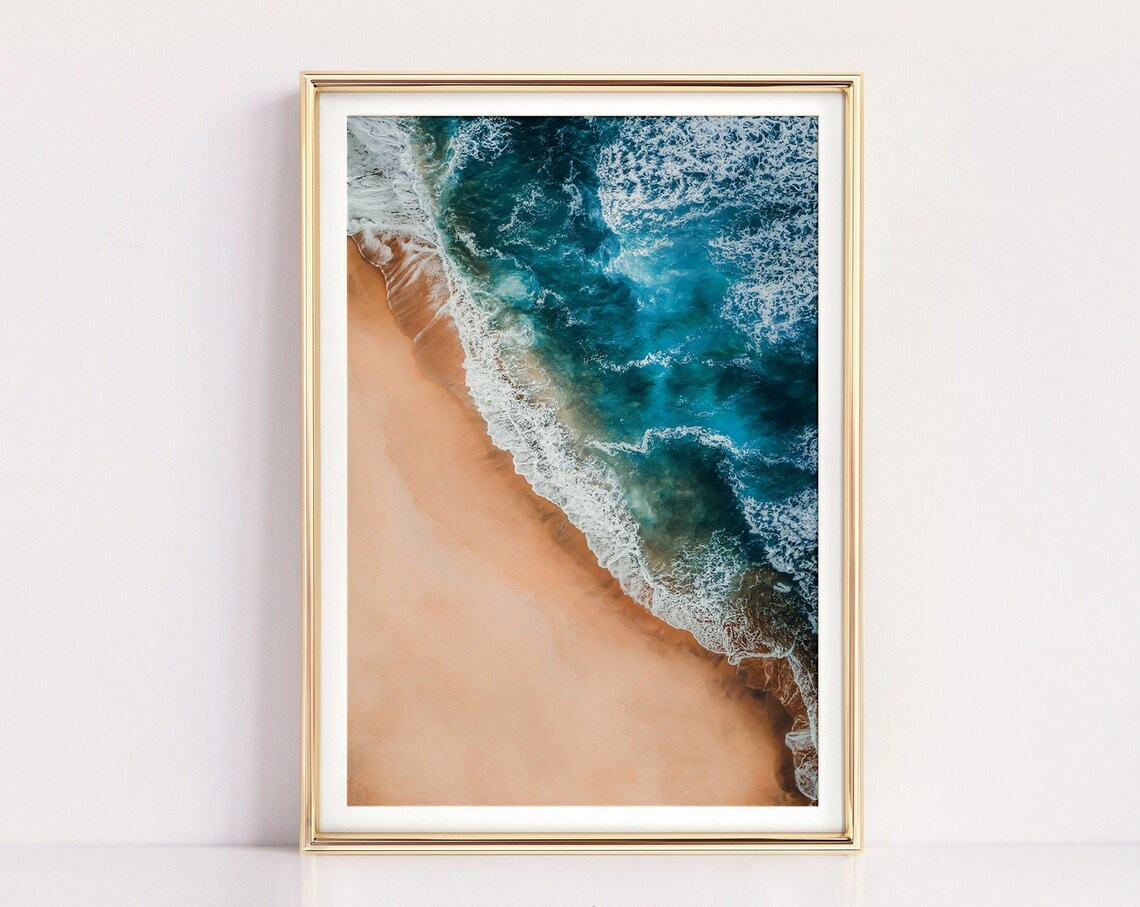 Aerial Ocean Beach Art Print, Coastal Wall Art