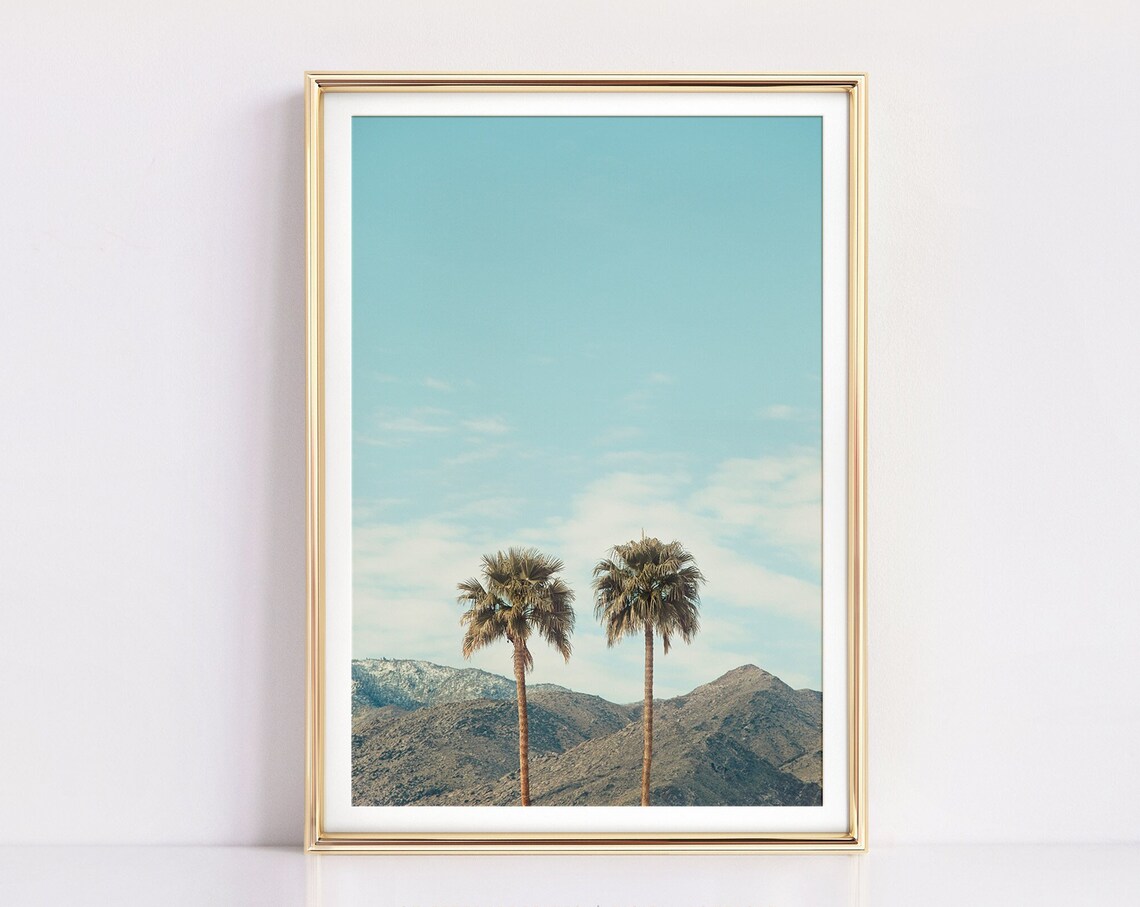 Palm Springs Palm Trees Travel Poster, Desert Landscape