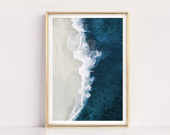 Aerial Beach Print, Modern Coastal Wall Art Print