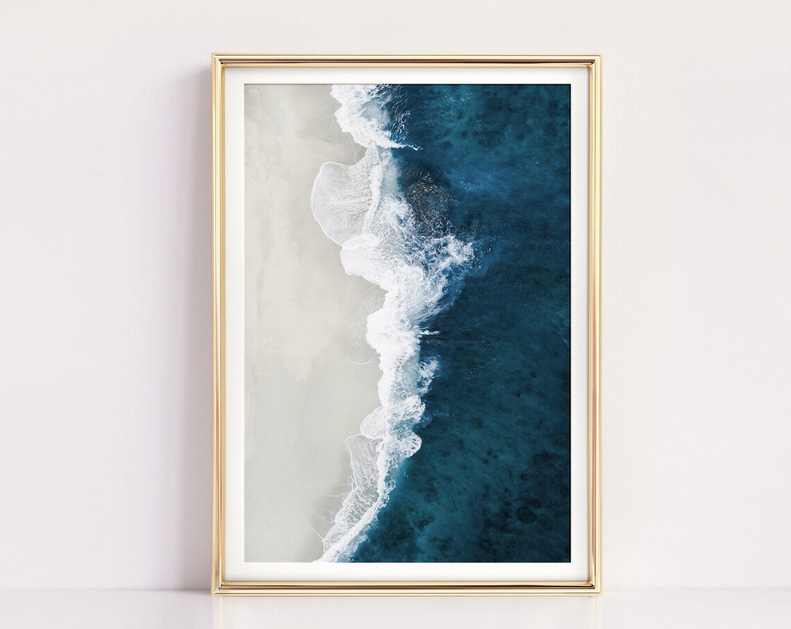 Aerial Beach Print, Modern Coastal Wall Art Print