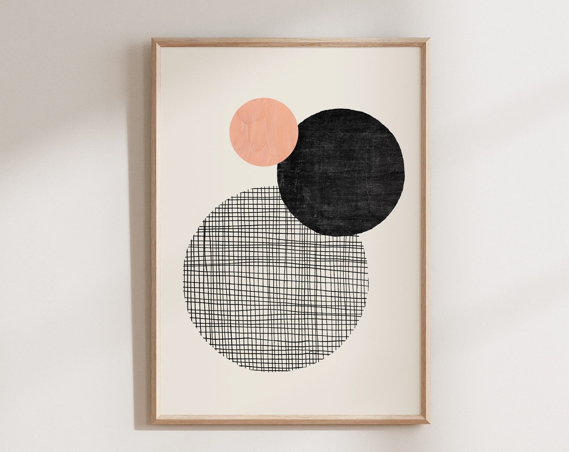 Circles Print Mid Century Modern Wall Art Geometric Print Neutral Wall Art Abstract Art Print Modern Shapes Print