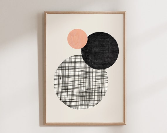 Circles Print Mid Century Modern Wall Art Geometric Print Neutral Wall Art Abstract Art Print Modern Shapes Print