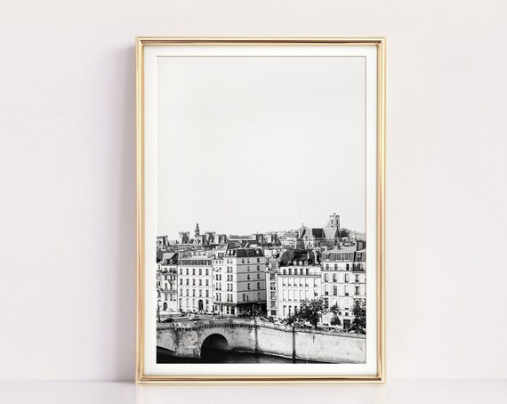 Paris Skyline Black And White Travel Poster Print