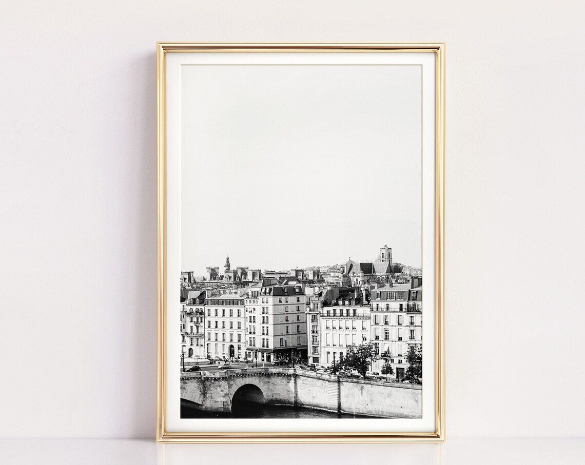 Paris Skyline Black And White Travel Poster Print