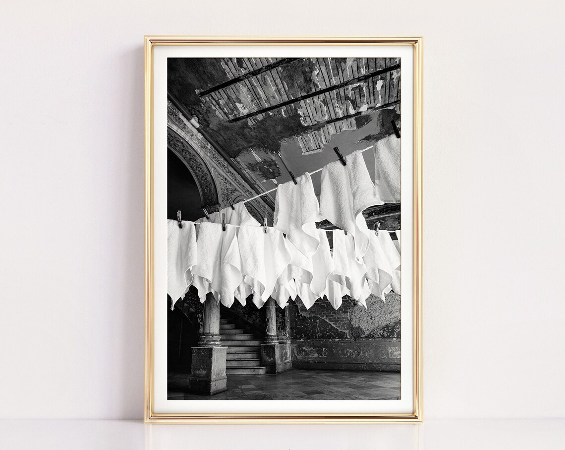Laundry Room Decor Black And White Art Print