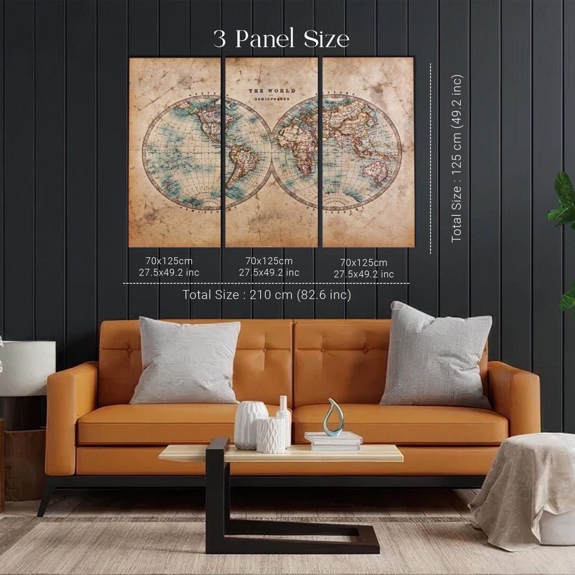 Antique The World in Hemispheres Vintage World Map Wall Poster - Image 2