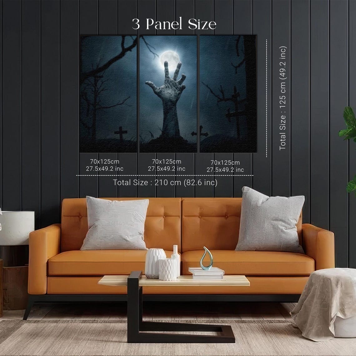 Zombie Hand Rising From Cemetery Grave Full Moon Horror Poster - Image 2