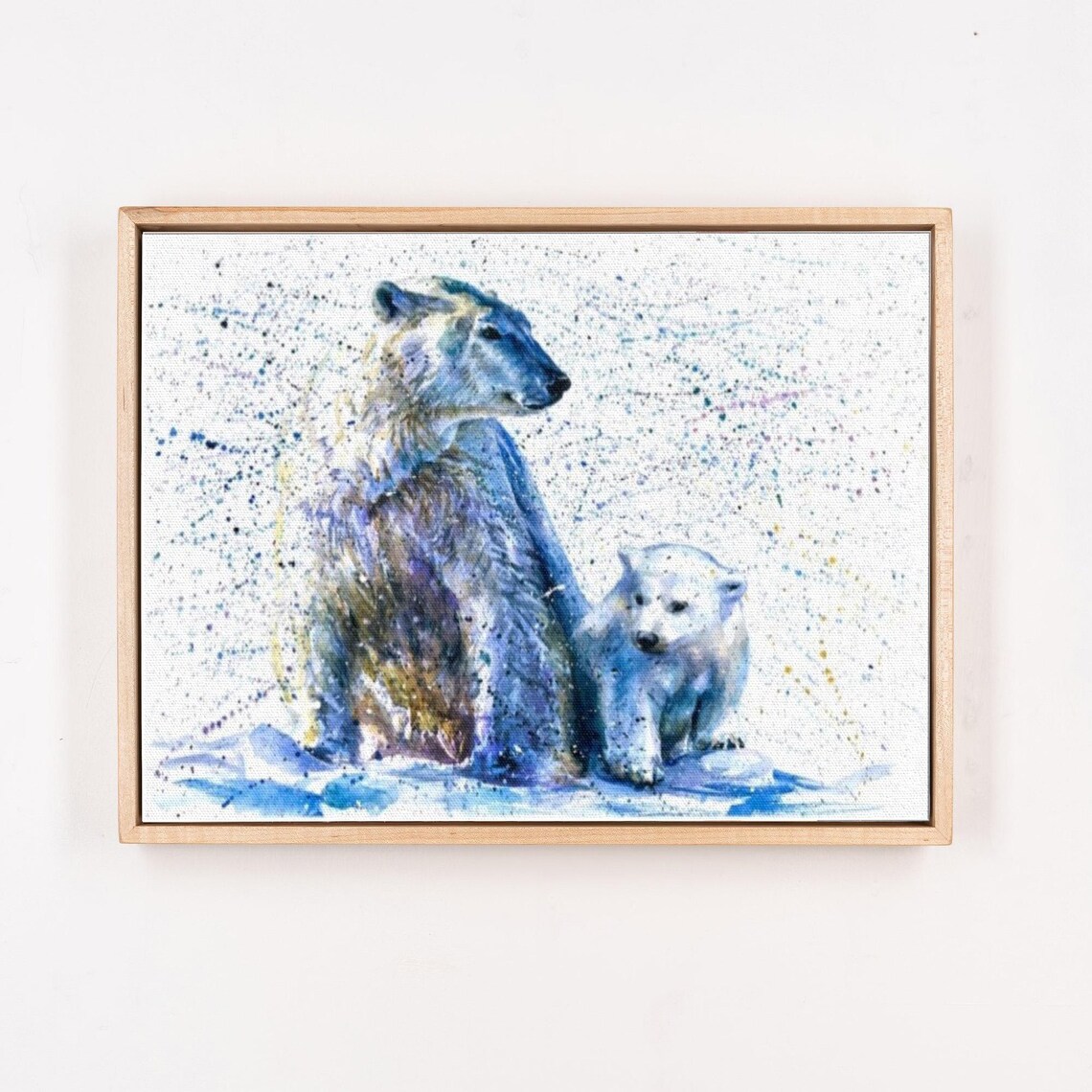 Polar Bear Mother And Cub Watercolor Wildlife Painting Art Poster - Image 4