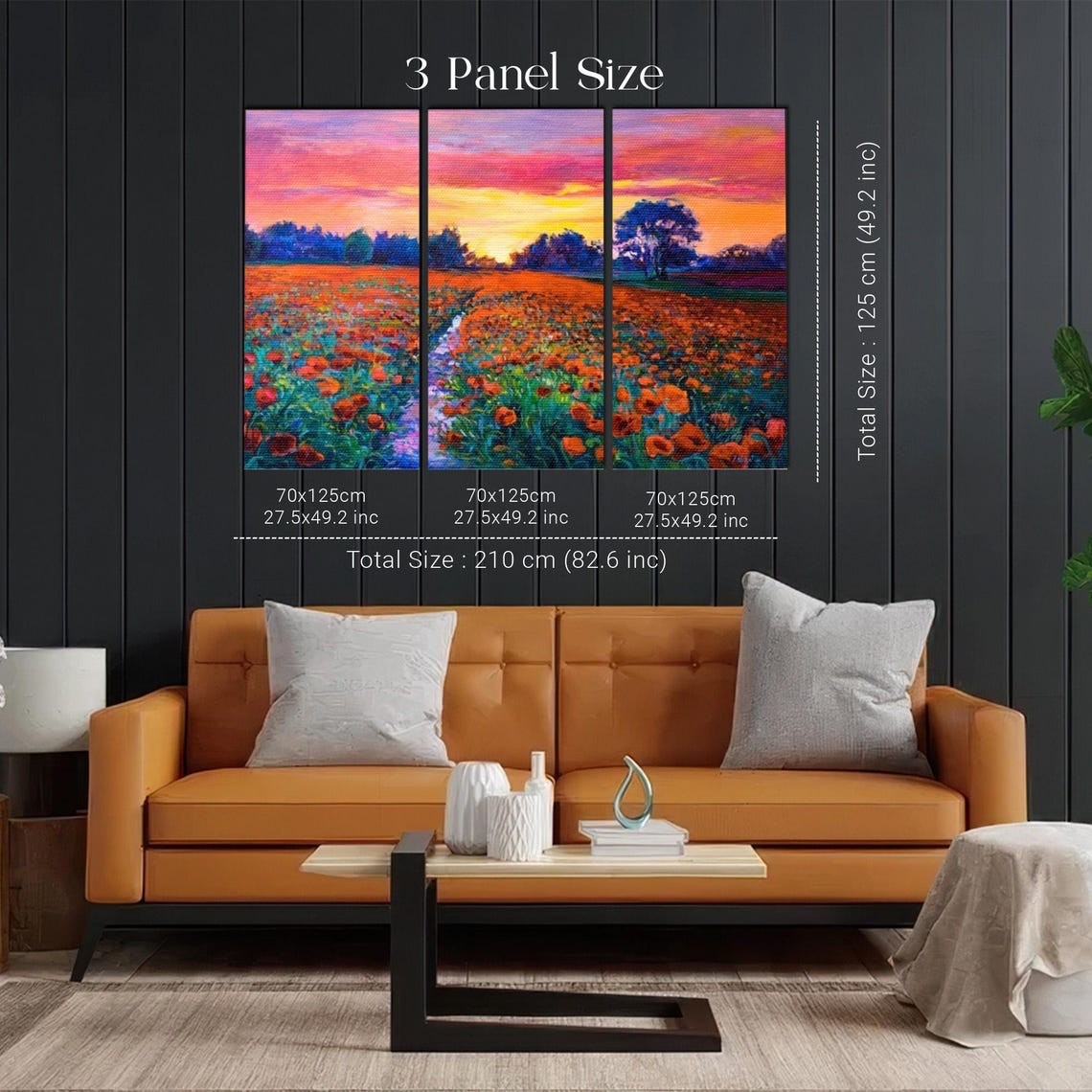 Red Poppy Field Winding Sunset Path Vibrant Flower Meadow Poster - Image 2