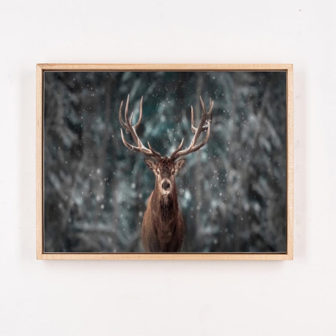 Majestic Red Deer Stag in Snowy Winter Forest Wildlife Poster - Image 4