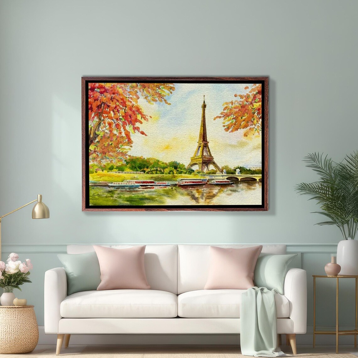 Eiffel Tower Over The Seine River In Autumn Colors Paris Poster