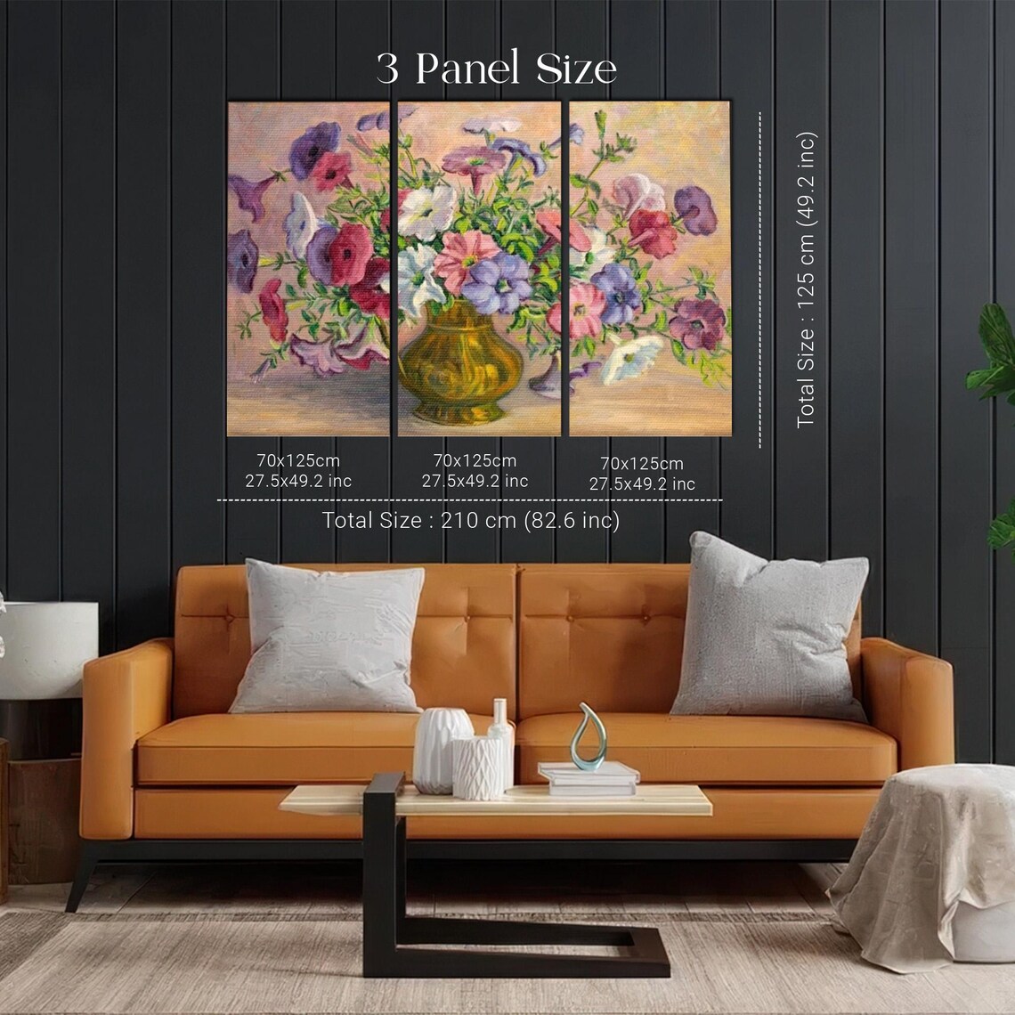 Colorful Wildflower Bouquet In Gold Vase Oil Painting Poster - Image 2